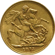 Pièce Souverain Or Victoria Tête Jeune 1873 (M)