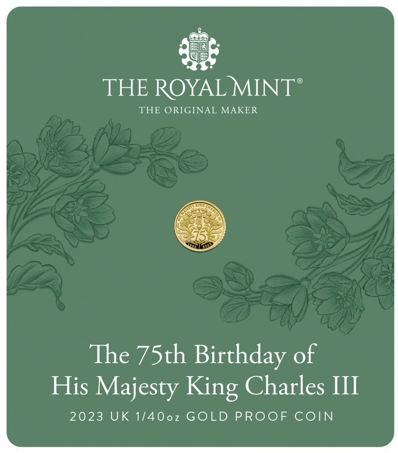 Pièce 50 Pence Or 1/40 Once 2023 75ème Anniversaire Charles III en Boîte