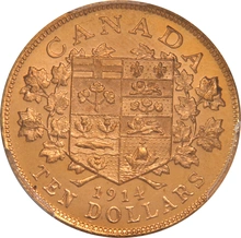 Pièce d'or de 10 $ du Canada 1914 PCGS MS63+