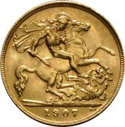 Pièce Demi Souverain Or 1907