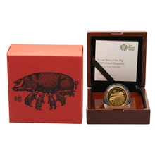 Pièce Royal Mint Lunar Or 1 Once 2019 Année du Cochon en Boîte