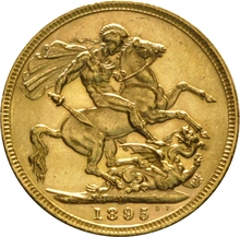 Pièce Souverain Or 1895 Victoria Tête Vieille M