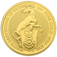 Collection Royal Mint Queen's Beasts en or de 1 once 2021 – Le Lévrier Blanc de Richmond
