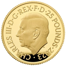 2023 Mythes et légendes du roi Arthur Pièce d'or de 1/4 oz dans une boîte