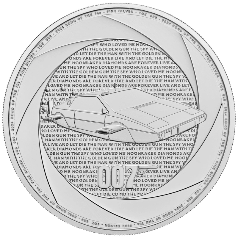 Pièce Six Décennies de 007 Bond des Années 1970 Argent 1 Once 2024