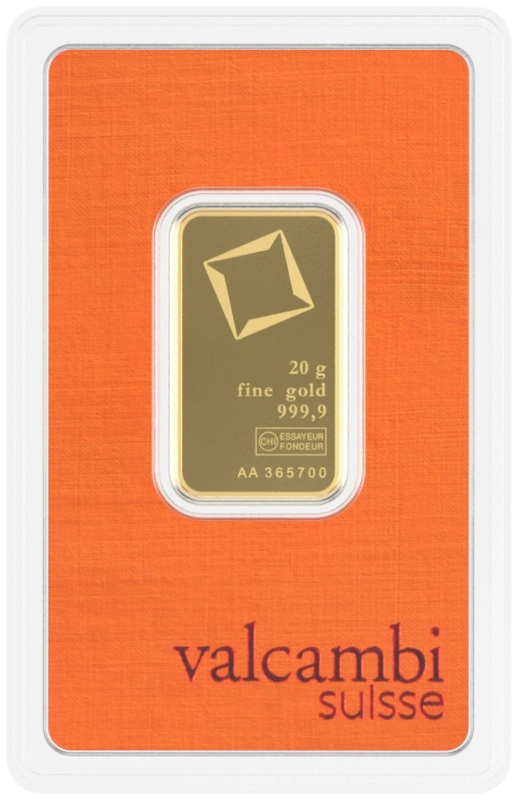 Valcambi 20 Gram Gold Bar