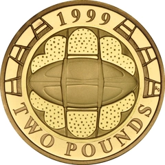 Pièce 2 Livres Or 1999 la Coupe de Monde de Rugby BE