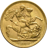 Pièce Souverain Or 1908 Édouard VII Londres