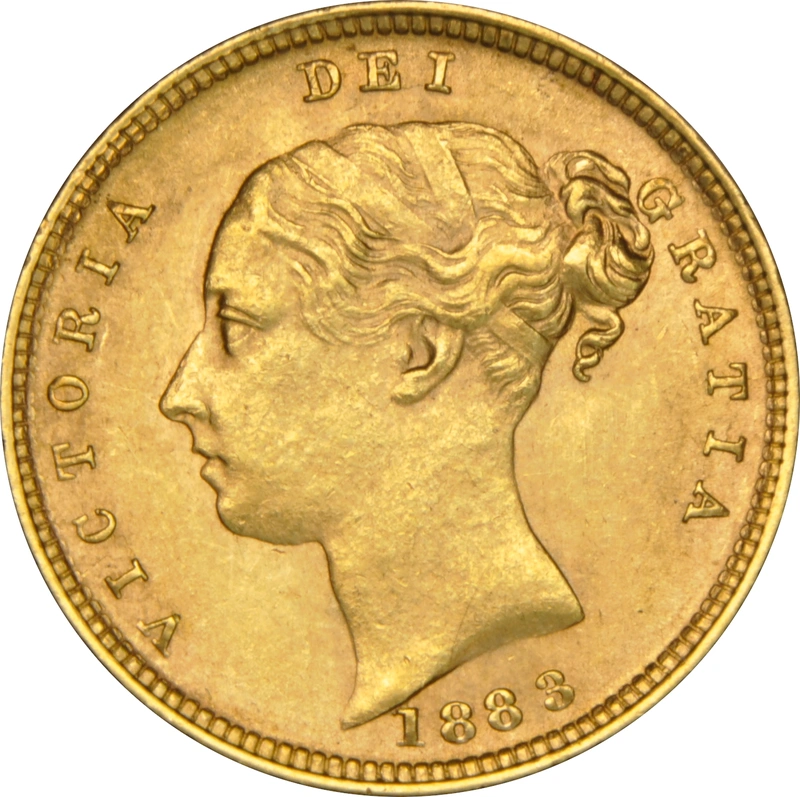 Pièce Demi Souverain Or 1883 Victoria Tête Jeune Revers Armoiries Londres NGC MS62+