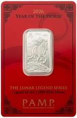 Lingot d'argent 10 g 2026 Année du Cheval PAMP