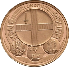 Pièce 1 Livre Or 2010 Capitales London BE en Boîte