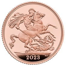 Pièce Souverain Or 2023 Charles III Couronnement Piéfort BE en Boîte