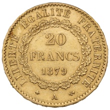 20 Francs Or Génie 3ème République 1879 A