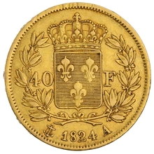 Pièce 40 Francs Or Charles X 1824 à 1830