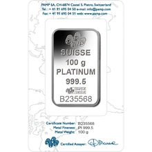 Lingot de Platine 100g Pamp