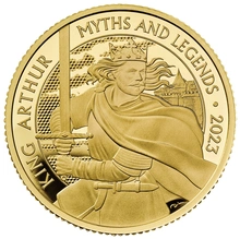 2023 Mythes et légendes du roi Arthur Pièce d'or de 1/4 oz dans une boîte