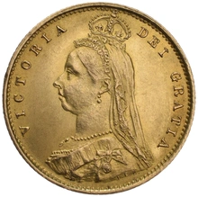 Pièce Demi Souverain Or Victoria Tête Jubilée (Écusson)