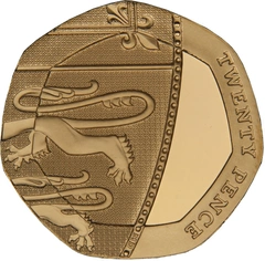 Pièce 20p Pence Or 2015 Pièce Royal Shield 5ème Portrait BE