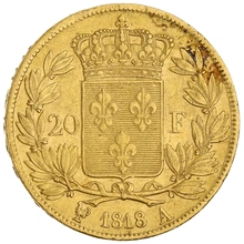 20 Francs Or Louis XVIII Tête Nue 1818 A
