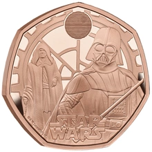Pièce 50 Pence Or 2023 Star Wars Dark Vador et l'Empereur Palpatine BE en Boîte