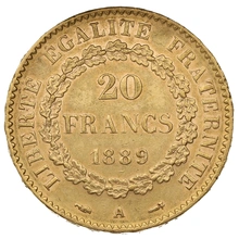 Pièce 20 Francs Or Génie 3ème République 1889 A