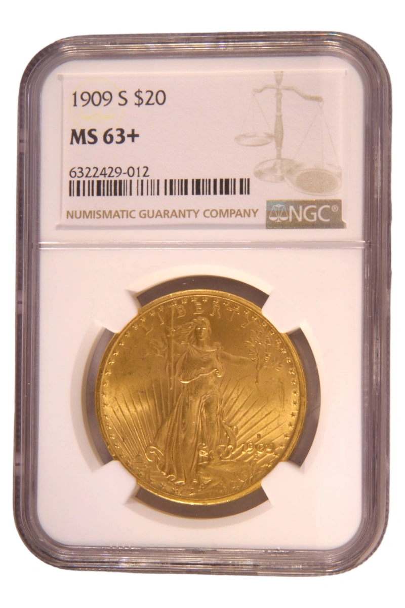 1909 Pièce d'or Double Eagle St Gaudens Head de 20 $ San Francisco NGC MS63+