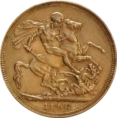 Pièce Souverain Or 1896 Victoria Tête Vieille Londres