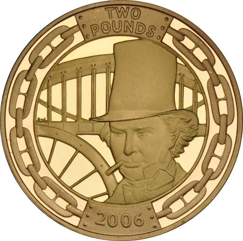 Pièce d'or de 2 livres sterling de 2006 : Brunel l'homme