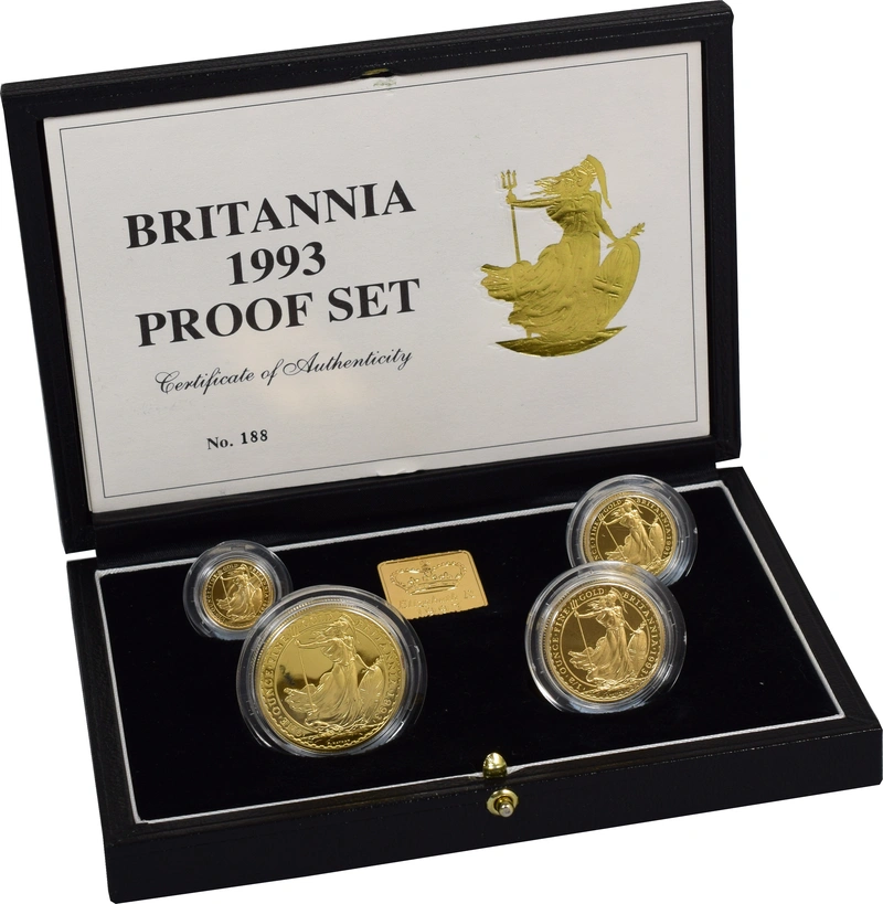 4 Pièces Britannia Or 1993 BE en Boîte