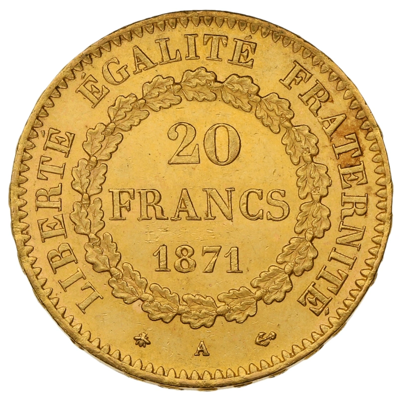 Pièce 20 Francs Or 1871 Génie A