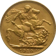 Pièce Souverain Or 1910 Édouard VII Londres