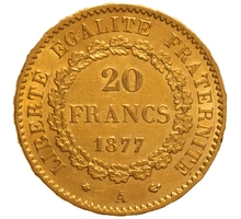 Pièce 20 Francs Or 1877 Génie A