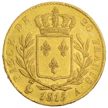20 Francs Or Louis XVIII Buste Habillé 1815 A