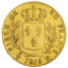 Pièce 20 Francs Or Louis XVIII Buste Habillé 1815 R
