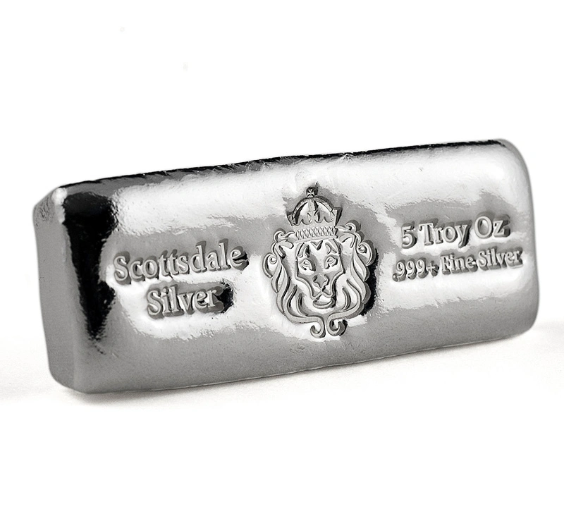 Lingot d'Argent 5 Onces Scottsdale Moulé