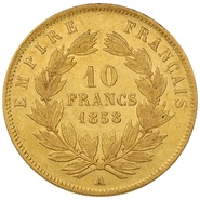 10 Francs Or 1858 Napoléon III Tête Nue A