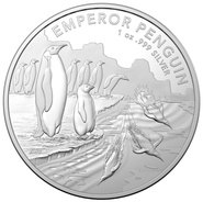 Pièce d'argent Manchot Empereur du Territoire Antarctique Australien 2023 de 1 once