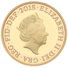 Pièce d'or de 2 livres sterling de 2015, épreuve numismatique, Britannia définitive