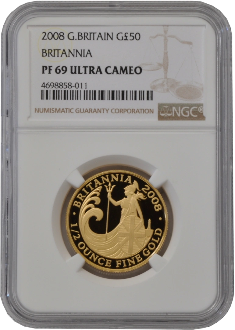 Britannia Or 1/2 Once 2008 (Finition Particulière) NGC PF69