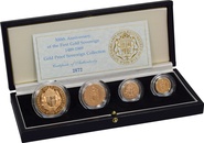 1989 Ensemble de quatre pièces souveraines en or - 500e anniversaire dans une boîte