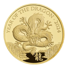 Pièce Royal Mint Lunar Or 5 Onces 2024 Année du Dragon BE en Boîte