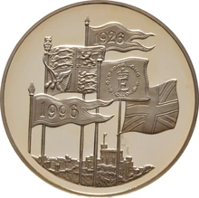 Pièce Quintuple Souverain Or 1996 Elisabeth II 70 Ans en Boîte