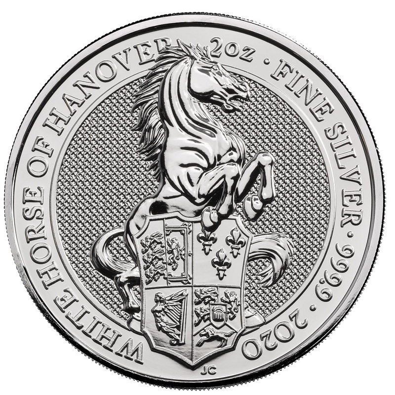 Royal Mint Queen's Beasts Argent 2 Onces 2020 le Cheval Blanc de Hanover