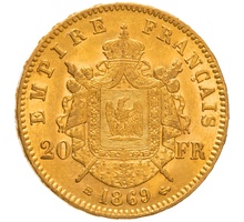 20 Francs Or Napoléon III Tête Laurée 1869 BB