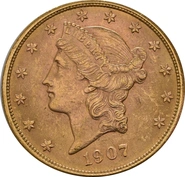 Pièce 20 Dollars Or Us 1907 Double Eagle Liberty