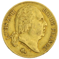 Pièce 20 Francs Or 1817 Louis XVIII Q