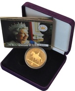 Ecrin quintuple souverain en or £5 "Jubilé d'or"- 2002