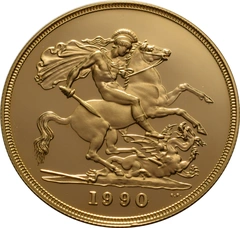 Pièce Quintuple Souverain Or 1990