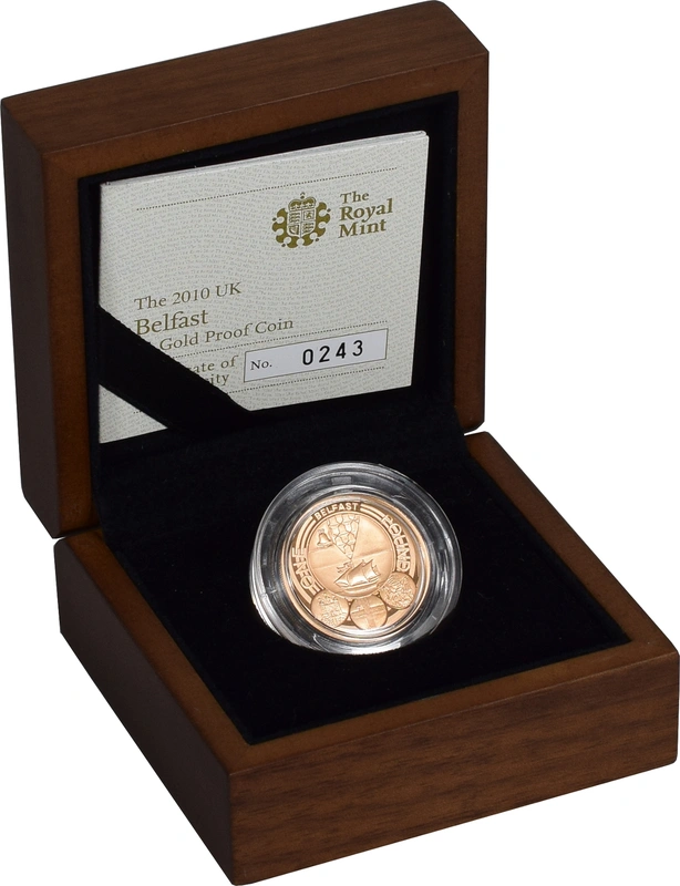 2010 Proof Gold 1 Pound Coin Belfast Boxed