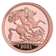 5 Pièces Souverains Or 2021 Elisabeth II 5ème Tête en Boîte